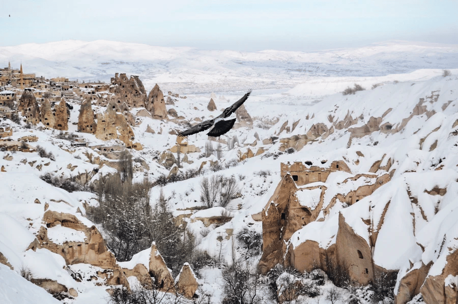 Trek Turquie itinérance au-dessus de la ville en hiver