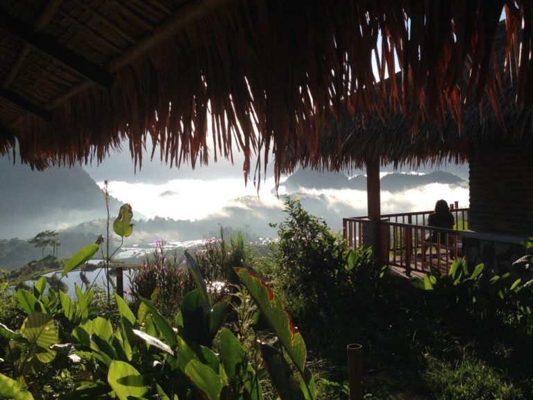 Voyage au Vietnam du Nord dans une réserve naturelle : une cabane entourée de verdure et de montagnes Akaoka