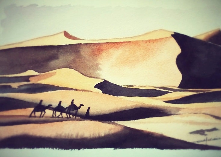 Voyage au Maroc : stage dessin et aquarelle des dunes du Sahara Akaoka